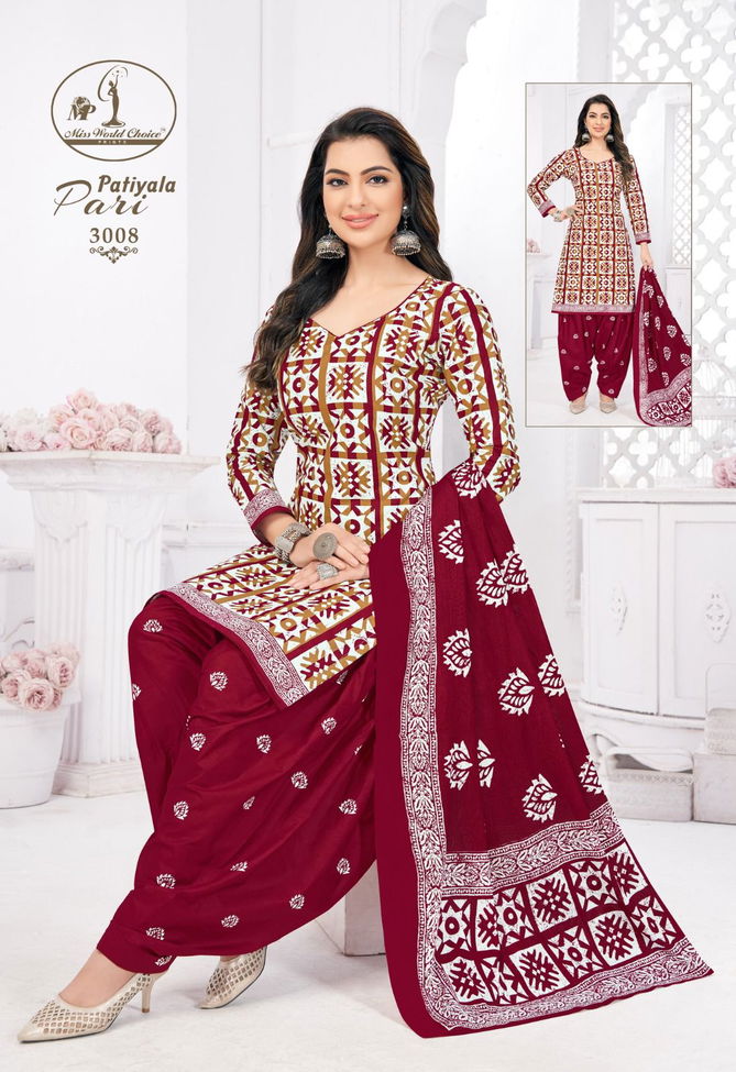 Miss World Choice Patiyala Pari 3 Printed Cotton Dress Material